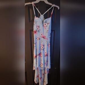 From 2015-2021 No boundaries beautiful light blue lace back flower dress.